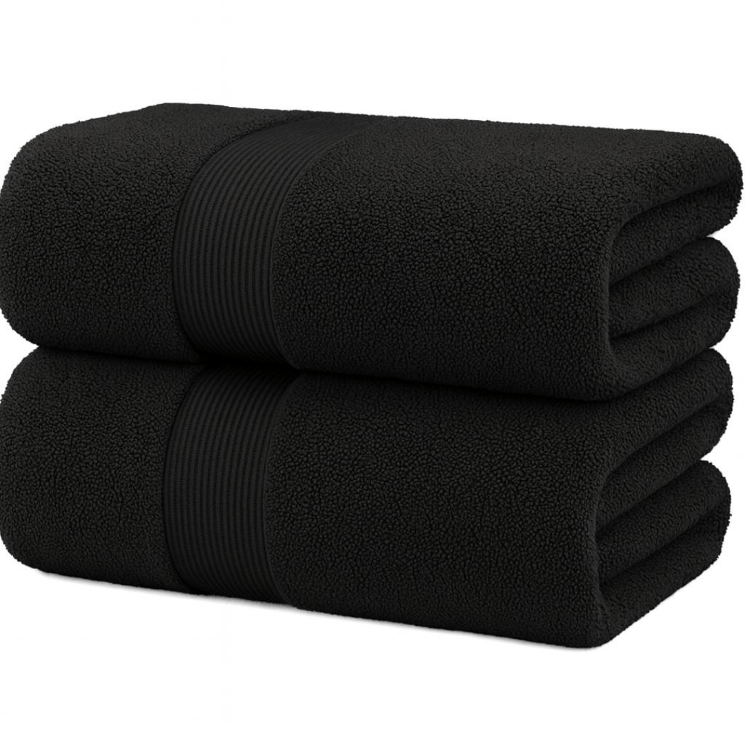 Pack of 2 Cotton Bath Sheets (75×145 cm), Soft, Absorbent & Machine Washable, Ideal for Bathroom, Gym or Daily Use