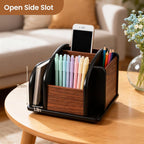 Desktop Organiser with Space-Saving, Wood, Rotating Remote Control Holder 6-Compartment - product gallery image 5
