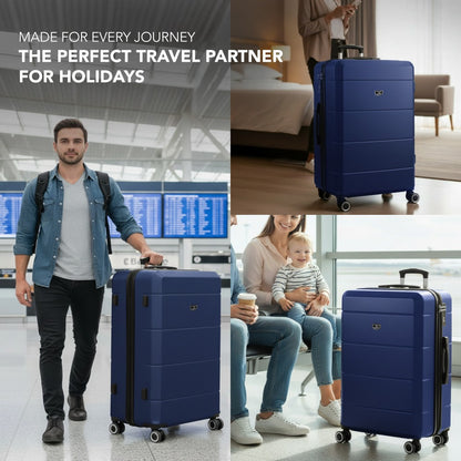 28 Inch Large Suitcase Lightweight ABS Hard Shell with TSA Lock & 4 Spinner Wheels - 75x49x29cm Check-In Luggage, Water-Resistant, UK Stock