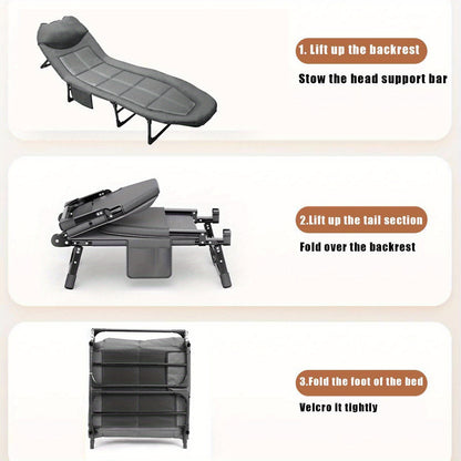 Sun Lounger with Cushion 6-Position Adjustable Folding Sun Lounger Portable 280kg Max. Load Sunloungers with Strap 200x65x32cm Sun Bed for Garden Pools Camping Indoor, Gray