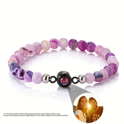 Customized Personalized Frosted Stone Photo Projection Bracelet, Customized Photo Projection Bracelet Festival Gifts