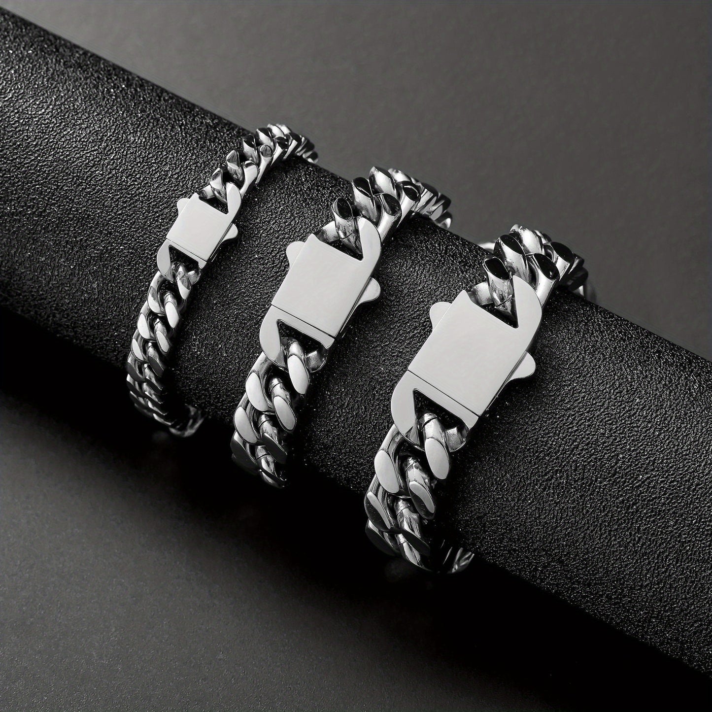 Hip Hop Non-Fading Glossy Stainless Steel Necklace Four Sides Grinding 8.10.12Mm Cuban Chain European And American Rap Men'S Accessory Necklace