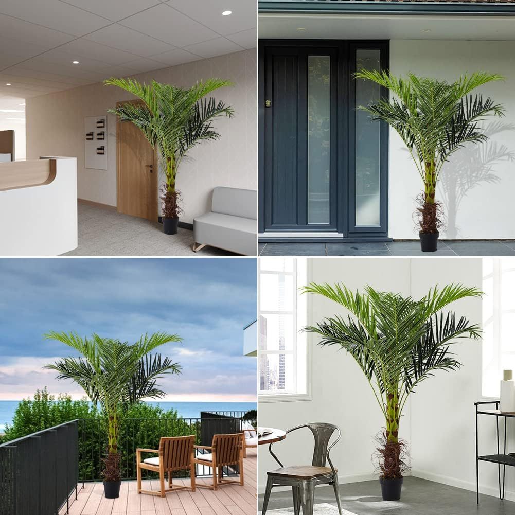 Large 180cm Artificial Plants Areca Palm Fake Tropical Tree Faux Plants for Indoors and Outdoors Artificial Foliage and Plastic Pot for Party Office Home House Decorations
