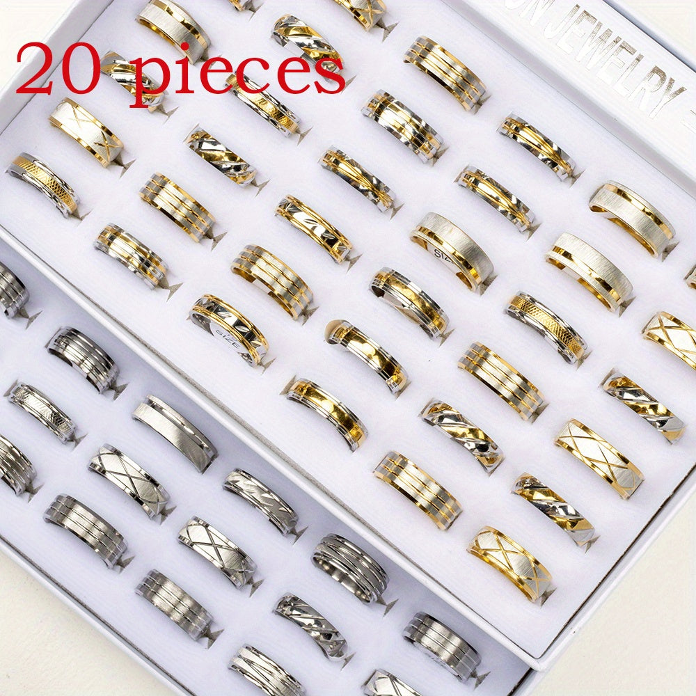 20pcs/Lot Stripe Waterproof Fashion High Quality Rings for Men