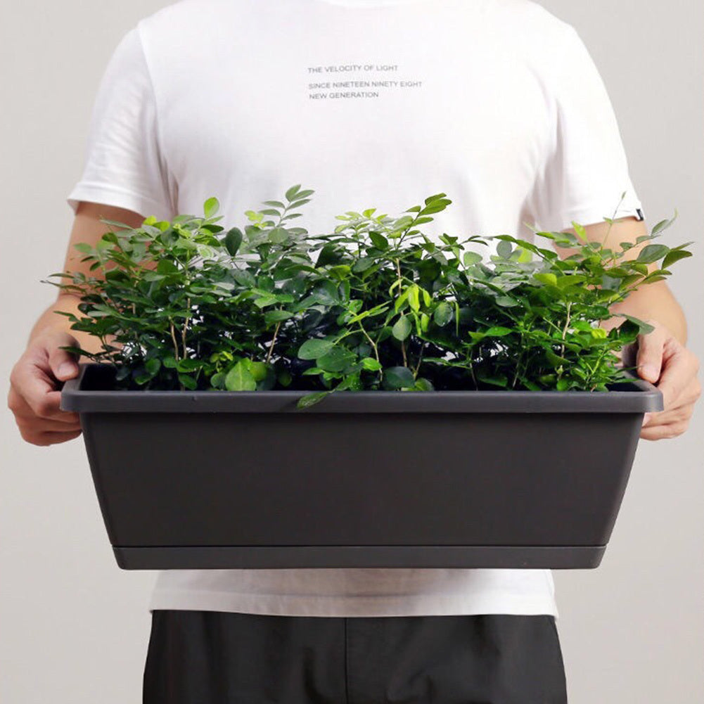 5pcs Balcony Vegetable Basin, Long Strip Horon Basin, Outdoor Creative Plastic Vegetable Planting Box, Available in White, Gray, Dark Green And Brick Red. Available Sizes: L42.5*W17*H14Cm/L49.5*W19*H*14Cm