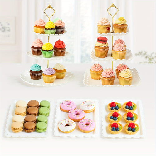 10/5pcs Cupcake Stand with Two-Tier Cake Stands Three-Tier Cake Stands Appetizer Trays for Wedding Baby Shower Tea Party