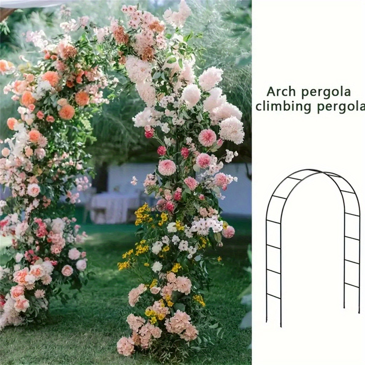 1pc Heavy Duty Steel Garden Arch Trellis with Sturdy Base & Adjustable Brackets - 240.03cm Outdoor Metal Arch for Climbing Plants, Roses, Vegetables, Balloons - Wedding, Party, Valentine's Day Decor, Outdoor Trellis for Climbing Plants, Vertical Gardening