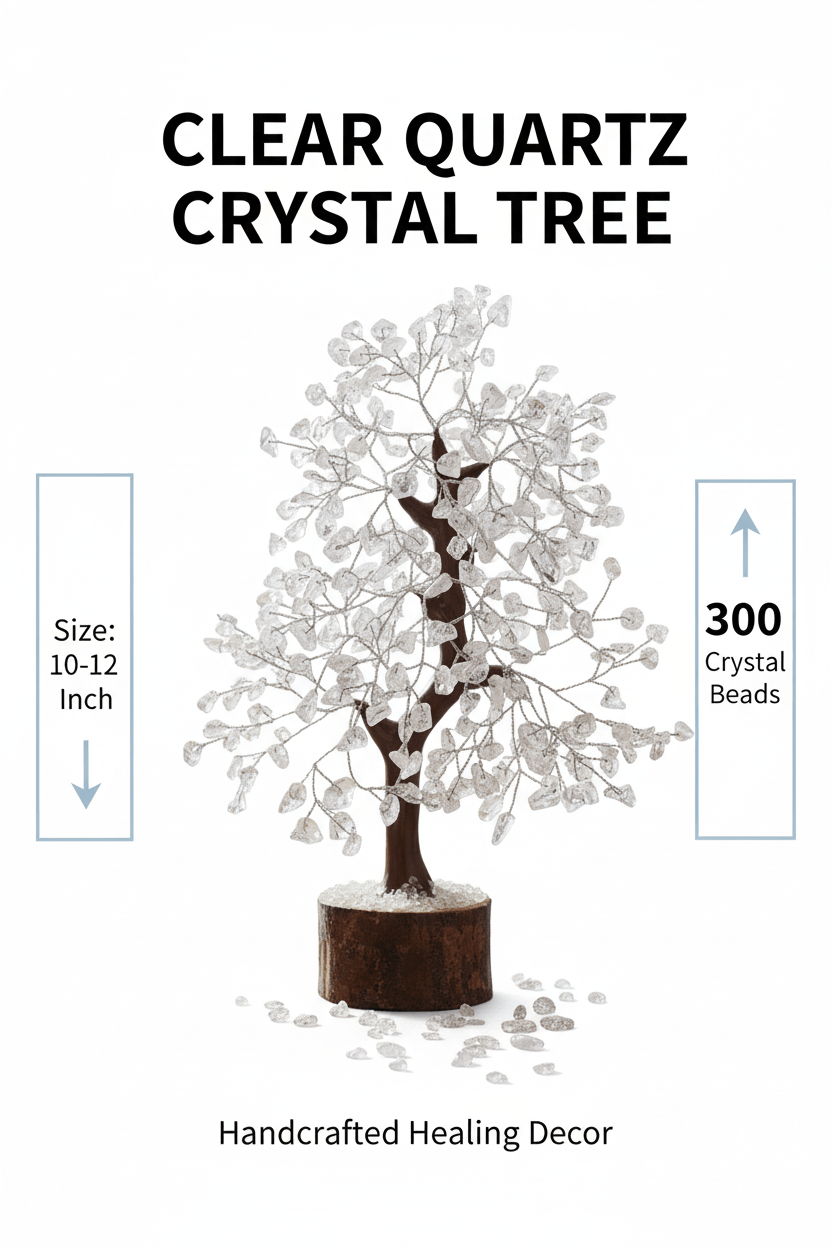 Clear Quartz Crystal Tree – Natural Healing Crystal Decor for Home Office Desk, Spiritual Feng Shui Ornament, Positive Energy Crystal Gift for Women Men, Meditation Reiki Decor, Living Room Ornament, Gift Box Included with Mini Crystal Guide