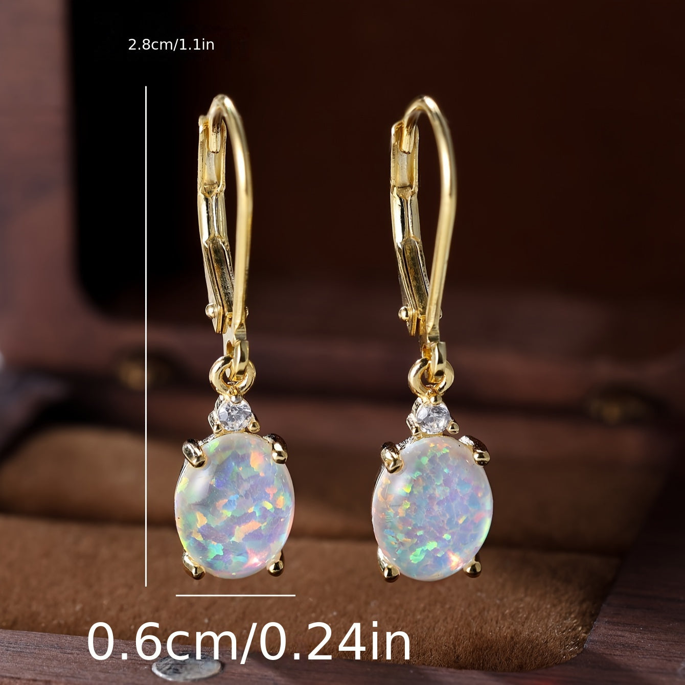 Green Fire Opal-Style Leverback Drop Earrings