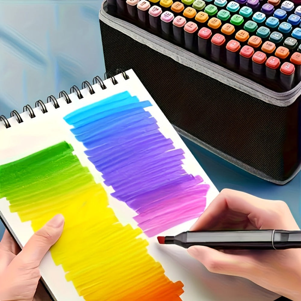 178-Colour Dual-Tip Art Marker Set with Drawing Book – Professional Sketch Illustration Markers Gift Box or Cloth Bag for Artists Adults & Christmas Gift