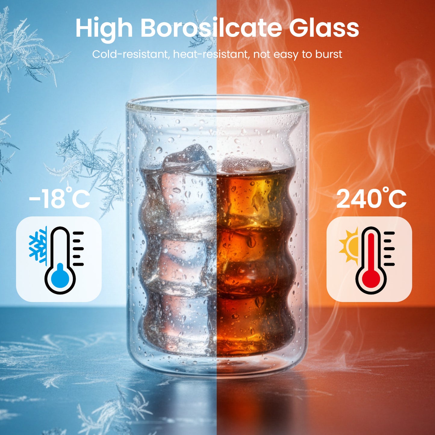 6pcs - 350ml, Latte Mocha, Double-Wall Heat-Resistant Glass Cappuccino, Latte, Tea, Coffee, Milk, Juice, Beer, Dual-Layer No-Handle Glass Cup with Built-In Spiral Lid, Perfect for Hot Beverages, Beverage Glassware, Sophisticated Drinkware, Heatresistant G