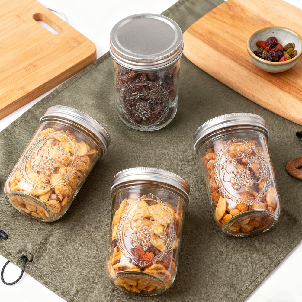 Round Wide-Mouth Mason Jar, Glass Sealed Jar with Lid, 550ml (18.6oz) Large Capacity Storage Container, Perfect for Canning, Juices, and Jams