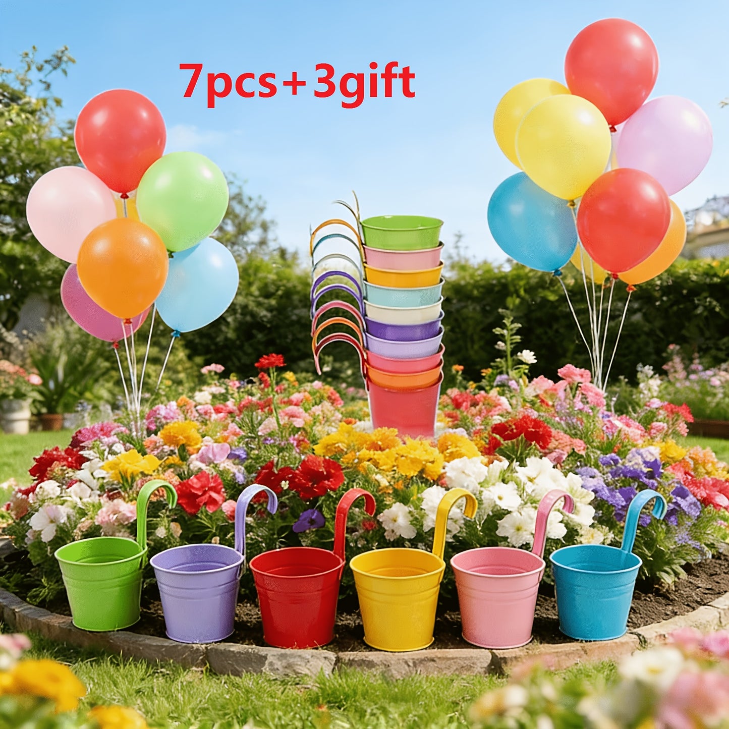 10pcs/Set Metal Iron Flower Pot - Metal Hanging Flower Pots with Drainage Holes Elegant Oval Iron Wall Planters for Balcony & Outdoor Spaces Railings, Fences, Balconies & Garden Decor, Outdoor Flower Pots