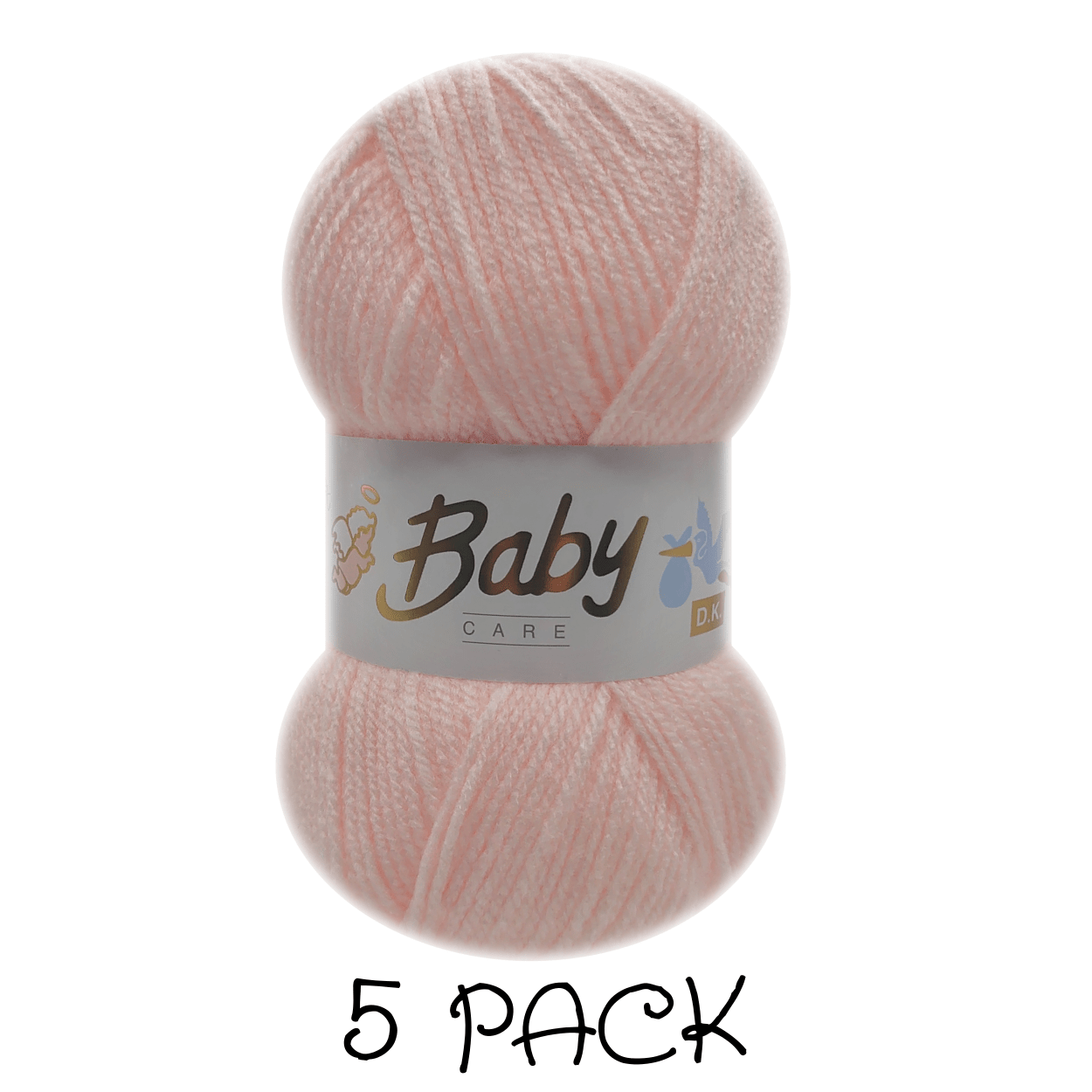 Woolcraft - Baby Care Double Knitting Yarn - 2 or 5 Pack of 100g Balls of 100% Acrylic Yarn - 13 Colours Available - Aqua, Beige, Baby Blue, Oyster, Denim, Lilac, Mint, Peach, Baby Pink, Rouge, Silver, White or Lemon - Perfect for Knitting or Crochet