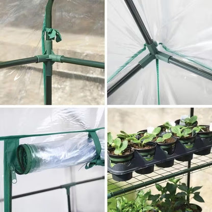Parkland 143 x 73 x 195Cm Size - 3 Tier Complete Walk In Greenhouse Cold Frame with Weatherproof Clear PVC Cover, 4 Shelves, Roll-Up Zipped Door - Premium Quality Growhouse For Garden, Plants and Outdoor