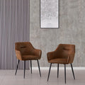 Dining Chair with 120kg, Metal, Faux Suede Chairs Diamond Tufted Bowl - Brown, 2pcs/set option