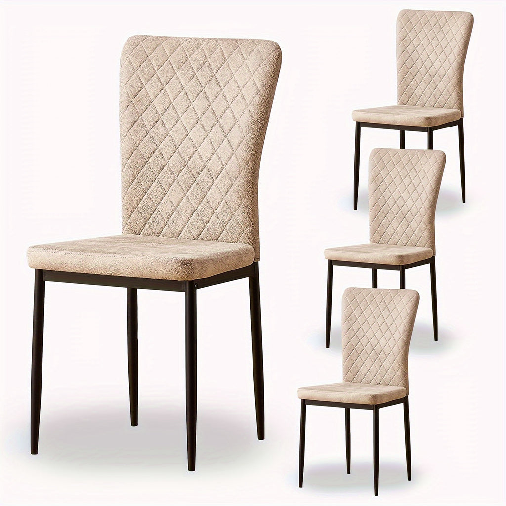Dining Chair with 120kg, Metal, High Back Suede Chairs of or - Beige Color, 4pcs option
