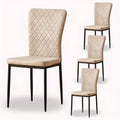 Dining Chair with 120kg, Metal, High Back Suede Chairs of or - Beige Color, 4pcs option