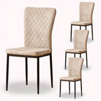 Dining Chair with 120kg, Metal, High Back Suede Chairs of or - Beige Color, 4pcs option