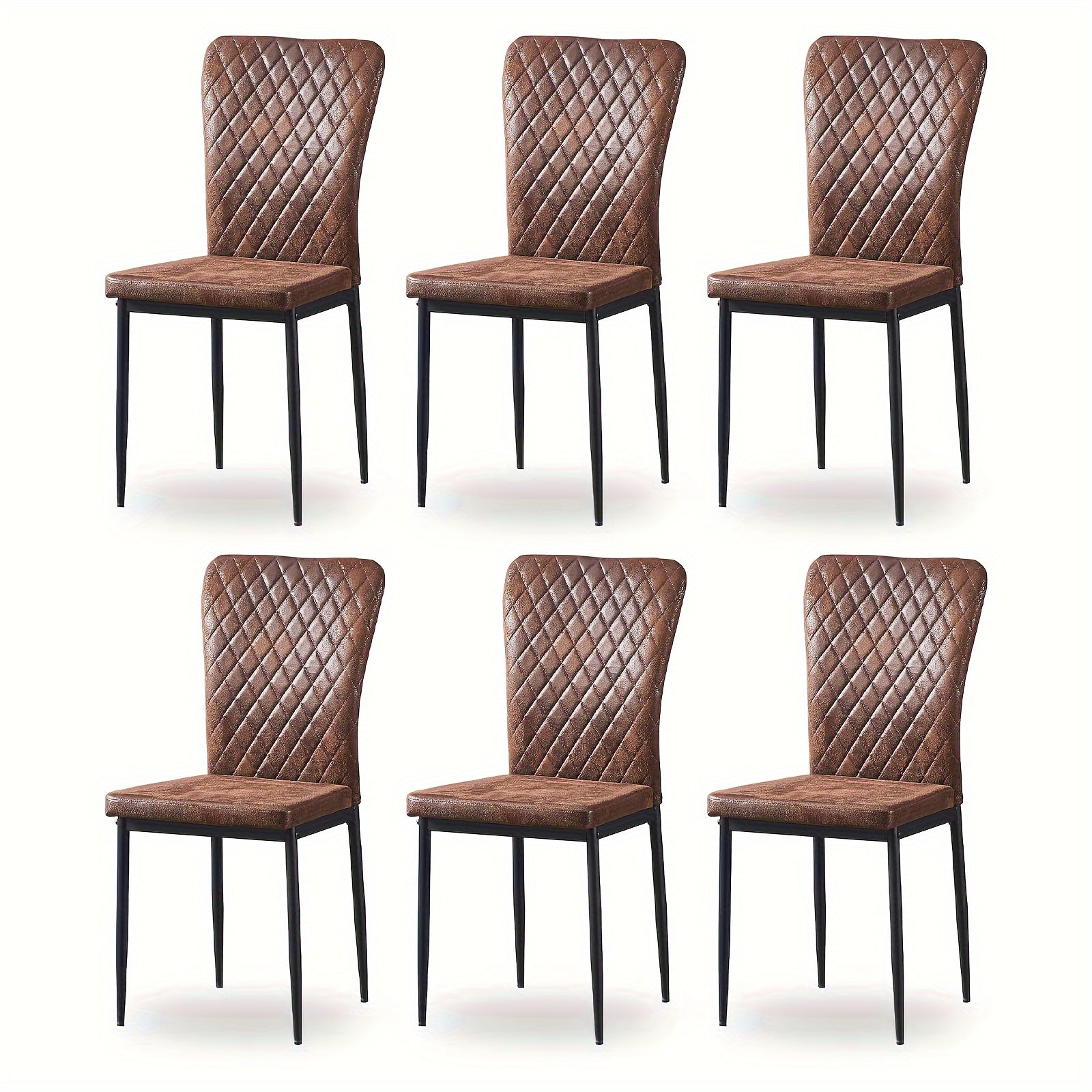 Dining Chair with 120kg, Metal, High Back Suede Chairs of or - Brown, 6pcs option