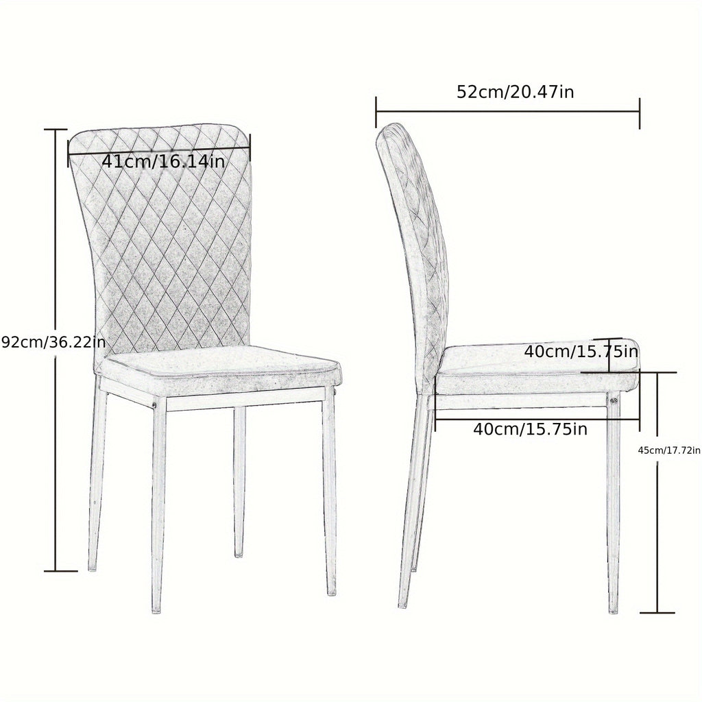Dining Chair with 120kg, Metal, High Back Suede Chairs of or - product gallery image 3