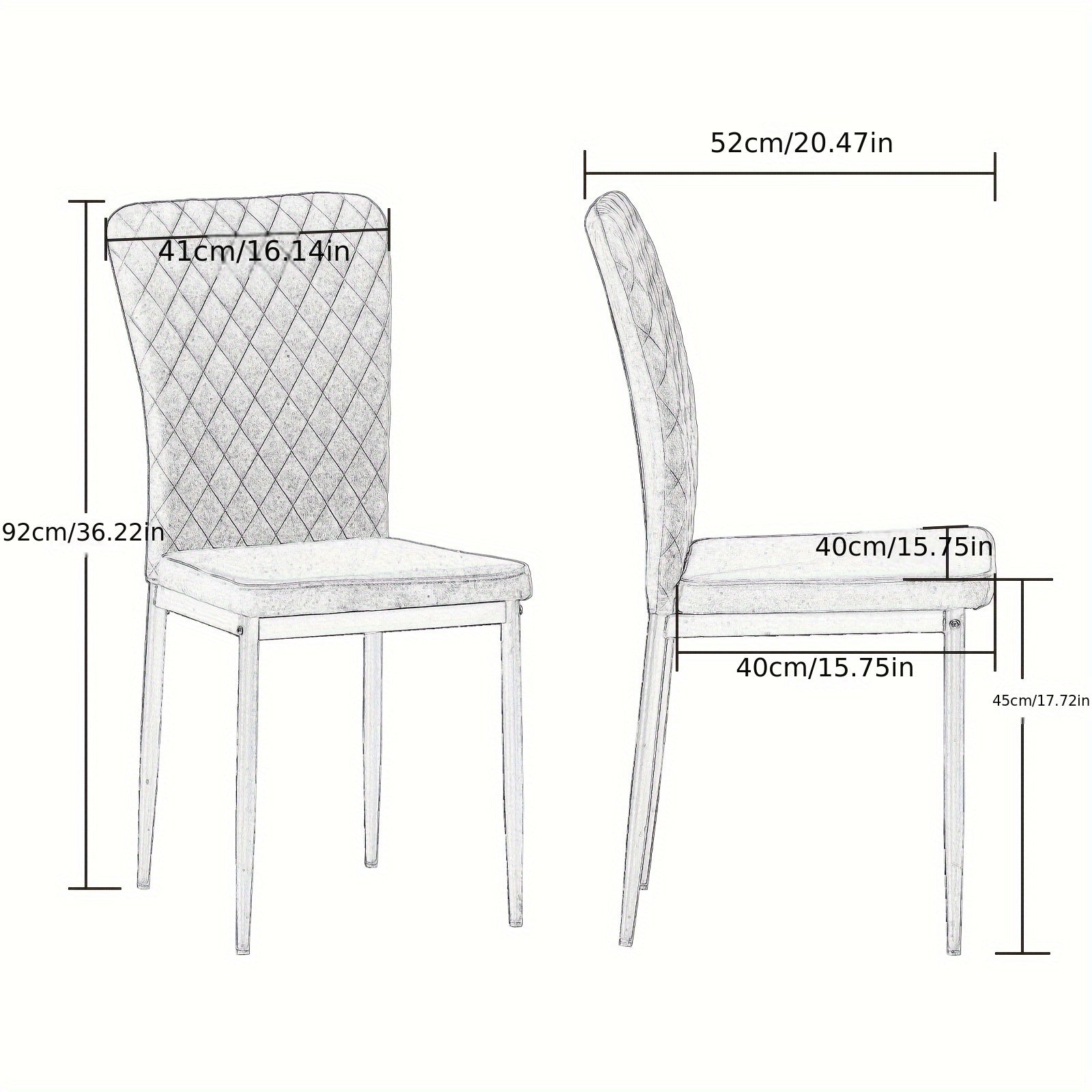 Dining Chair with 120kg, Metal, High Back Suede Chairs of or - product gallery image 3