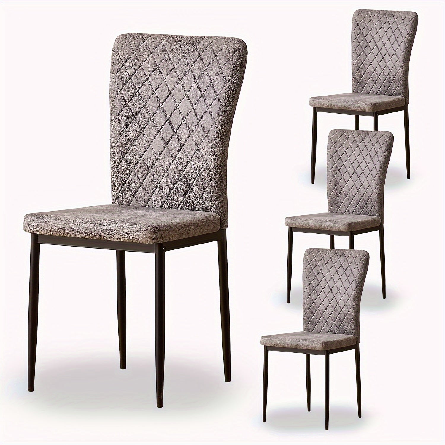 Dining Chair with 120kg, Metal, High Back Suede Chairs of or - Grey, 4pcs option