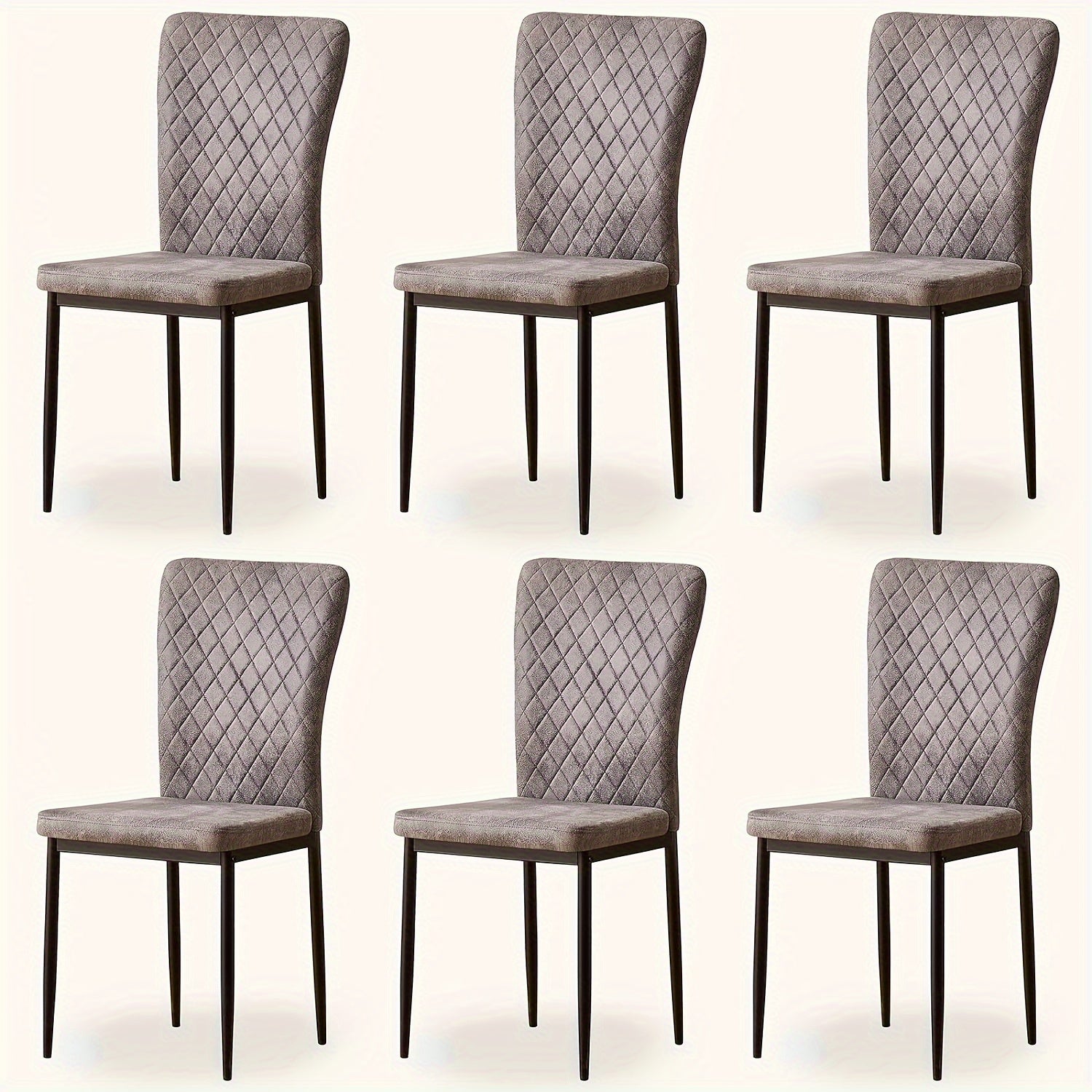 Dining Chair with 120kg, Metal, High Back Suede Chairs of or - Grey, 6pcs option