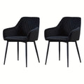 Dining Chair with 120kg, Metal, Velvet Chairs Armrests Black Metal Legs - Black, 2 option