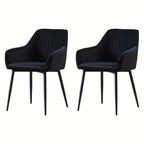 Dining Chair with 120kg, Metal, Velvet Chairs Armrests Black Metal Legs - Black, 2 option