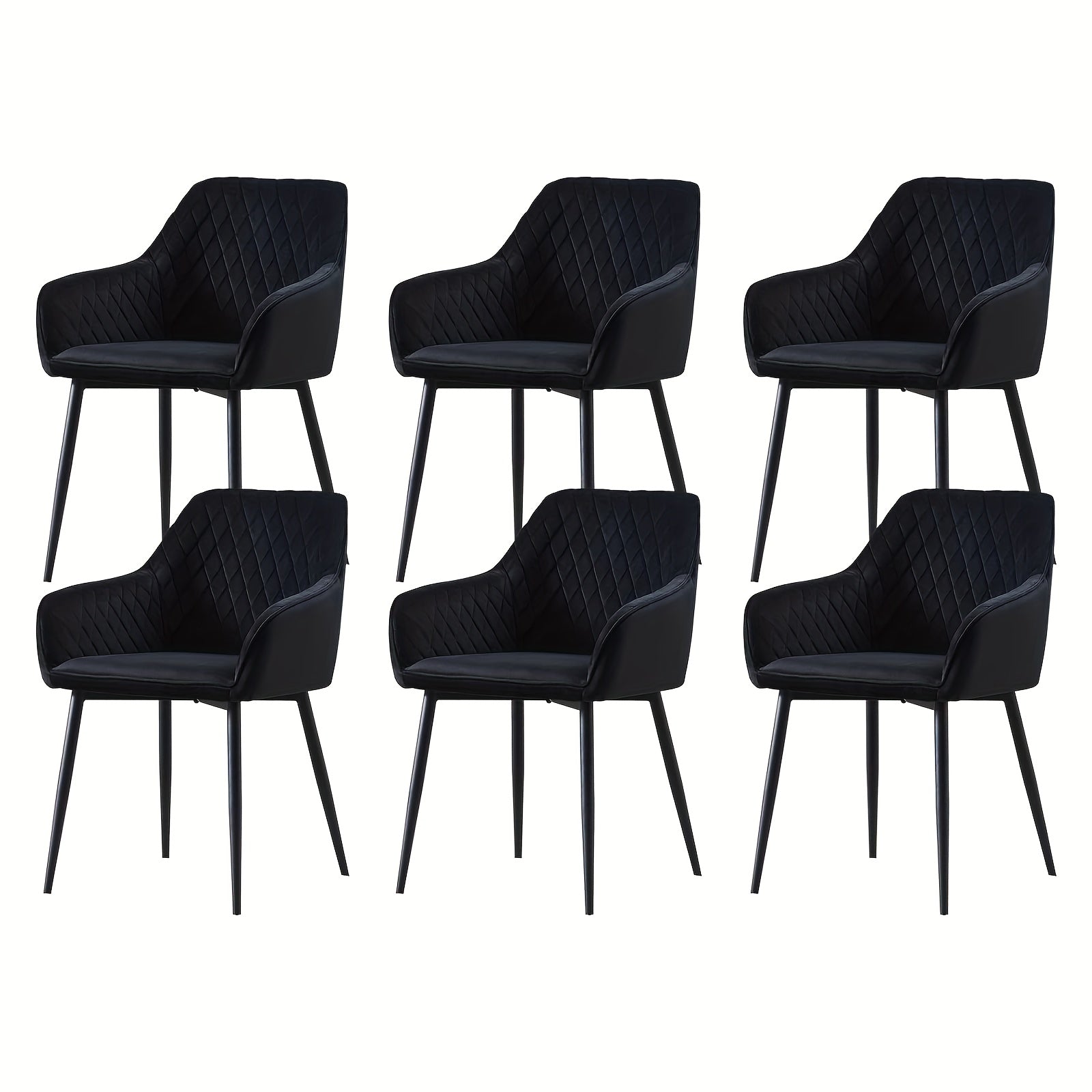 Dining Chair with 120kg, Metal, Velvet Chairs Armrests Black Metal Legs - Black, 6 option