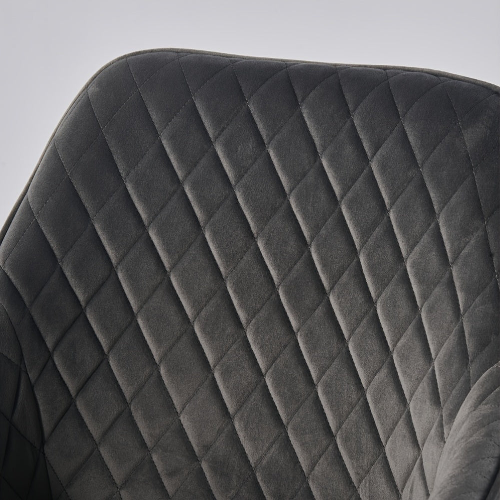 Dining Chair with 120kg, Metal, Velvet Chairs Armrests Black Metal Legs - product gallery image 3