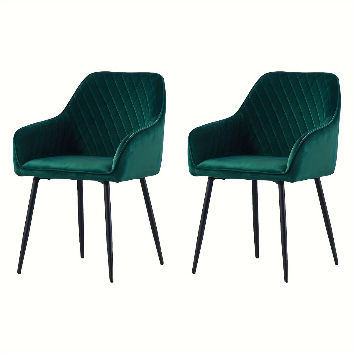 Dining Chair with 120kg, Metal, Velvet Chairs Armrests Black Metal Legs - Green, 2 option