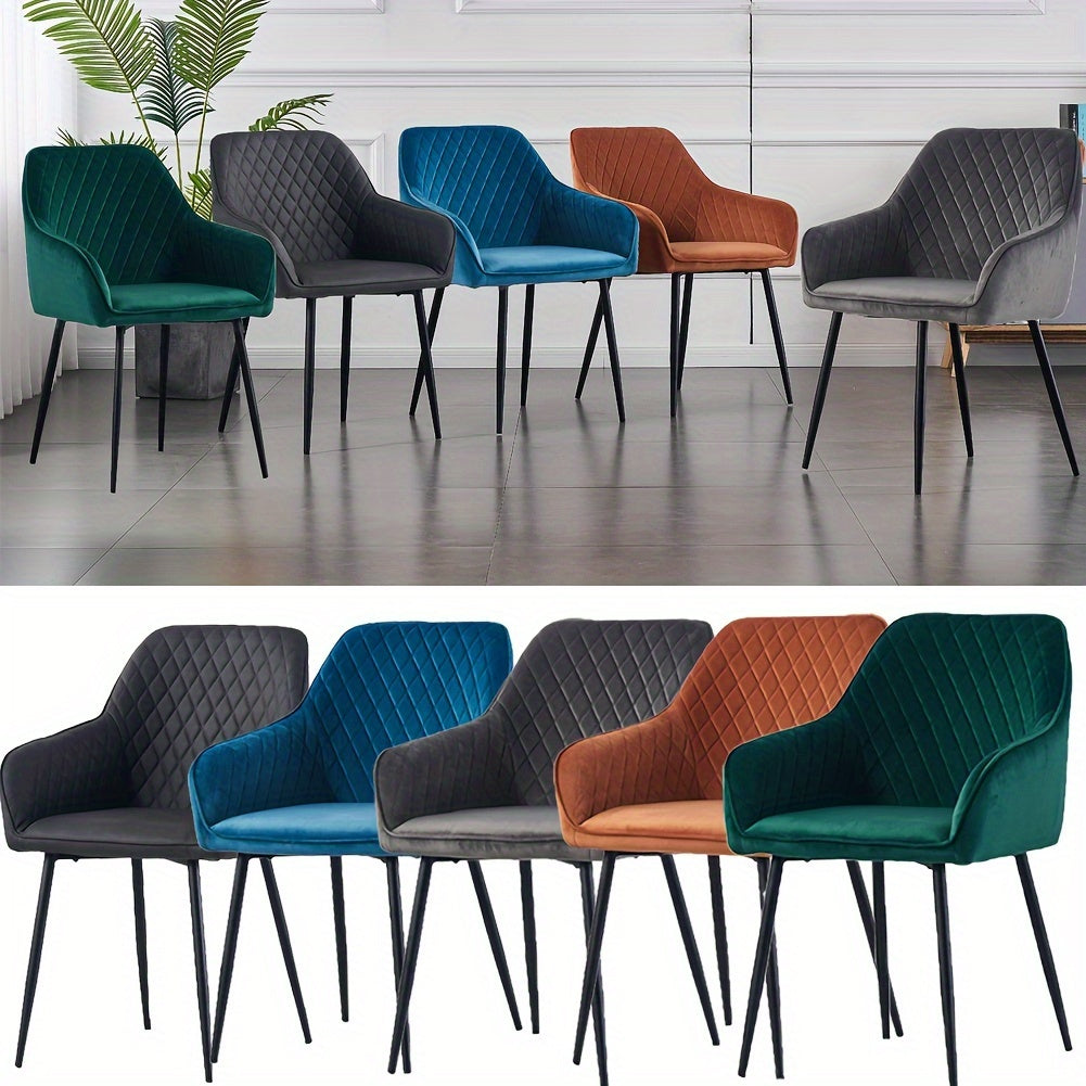 Dining Chair with 120kg, Metal, Velvet Chairs Armrests Black Metal Legs