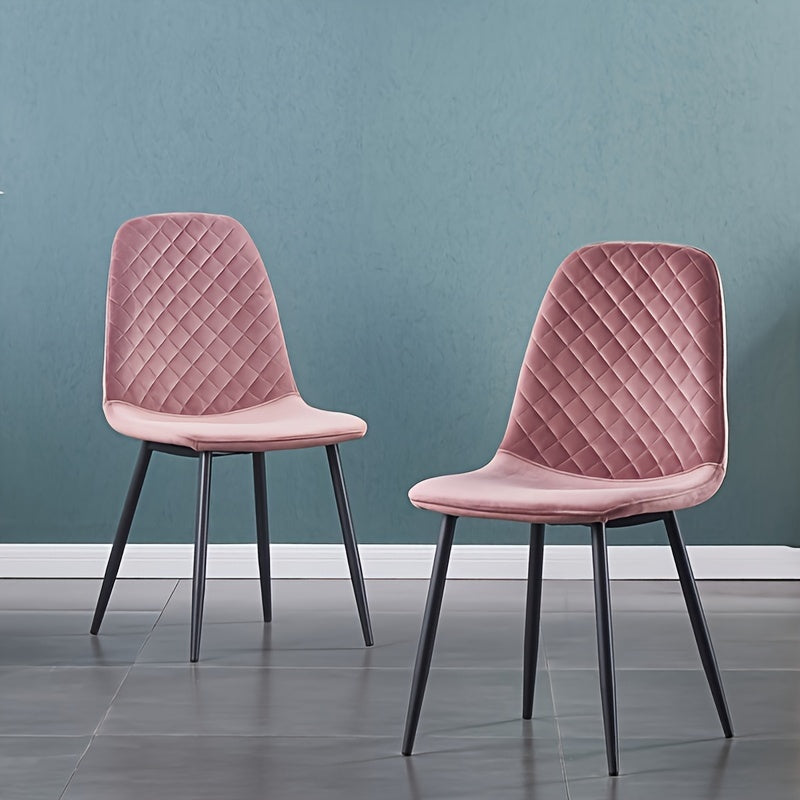 Dining Chair with 120kg, Metal, Velvet Chairs of or Upholstered Fabric - Rose Color, 2pcs option