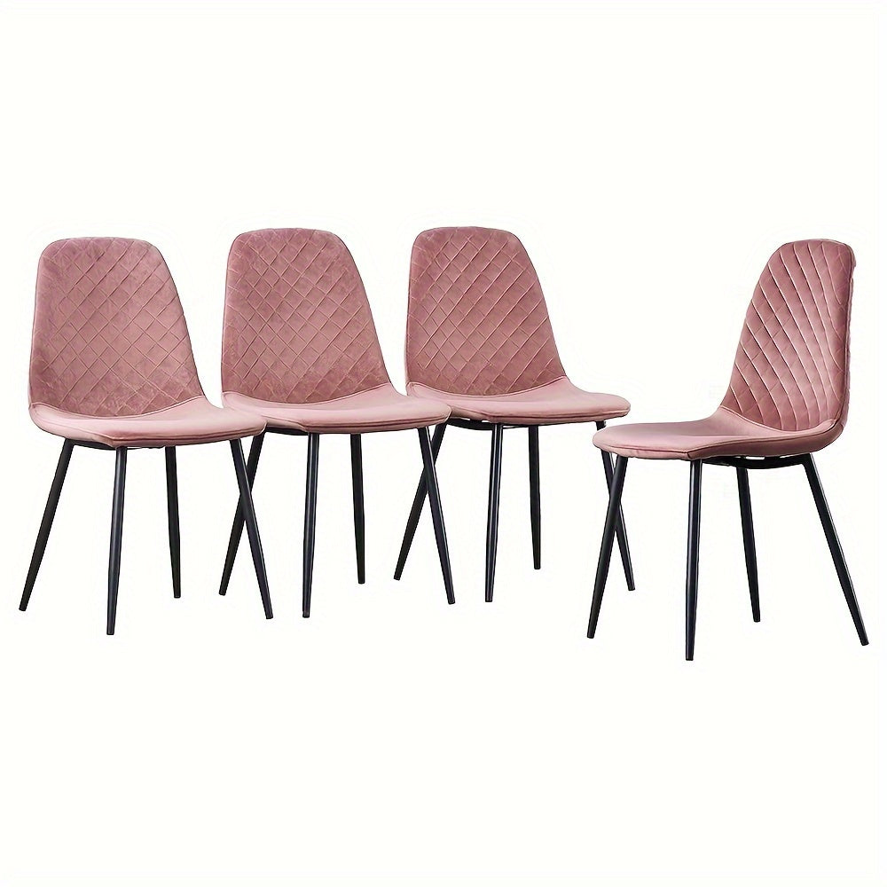 Dining Chair with 120kg, Metal, Velvet Chairs of or Upholstered Fabric - Rose Color, 4 option
