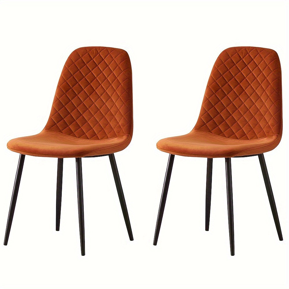 Dining Chair with 120kg, Metal, Velvet Chairs of or Upholstered Fabric - Tangerine, 2pcs option