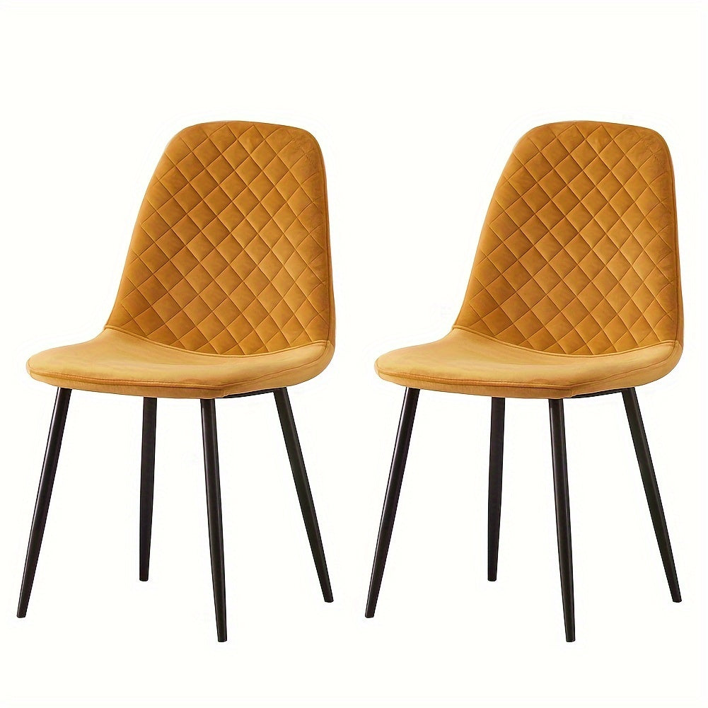 Dining Chair with 120kg, Metal, Velvet Chairs of or Upholstered Fabric - Yellow, 2pcs option