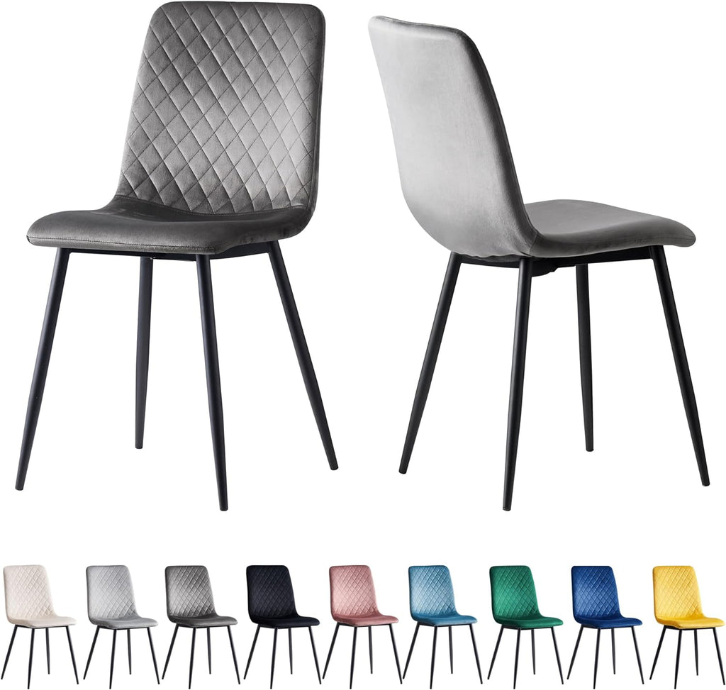 Dining Chair with 150kg, Metal, Velvet Chairs of Matt Black Metal - product gallery image 10