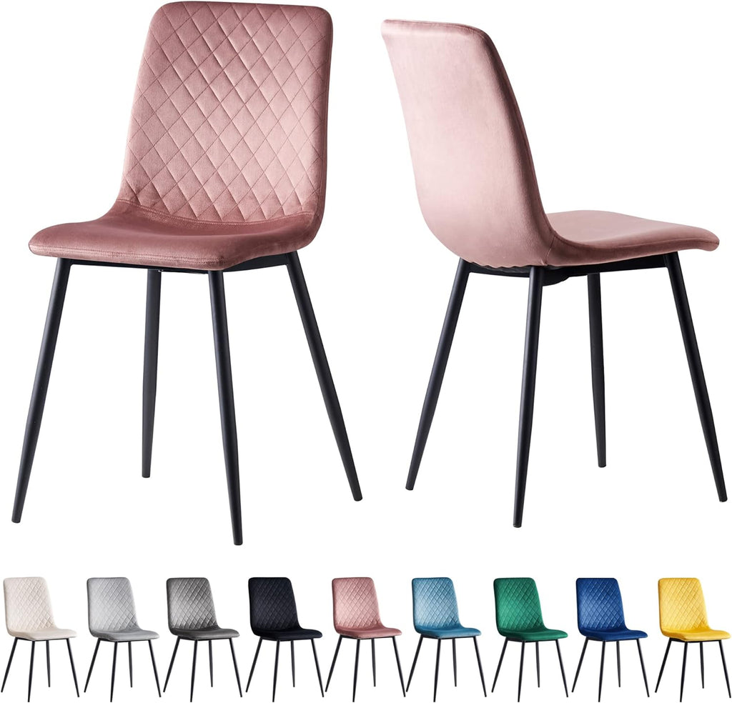 Dining Chair with 150kg, Metal, Velvet Chairs of Matt Black Metal - product gallery image 12