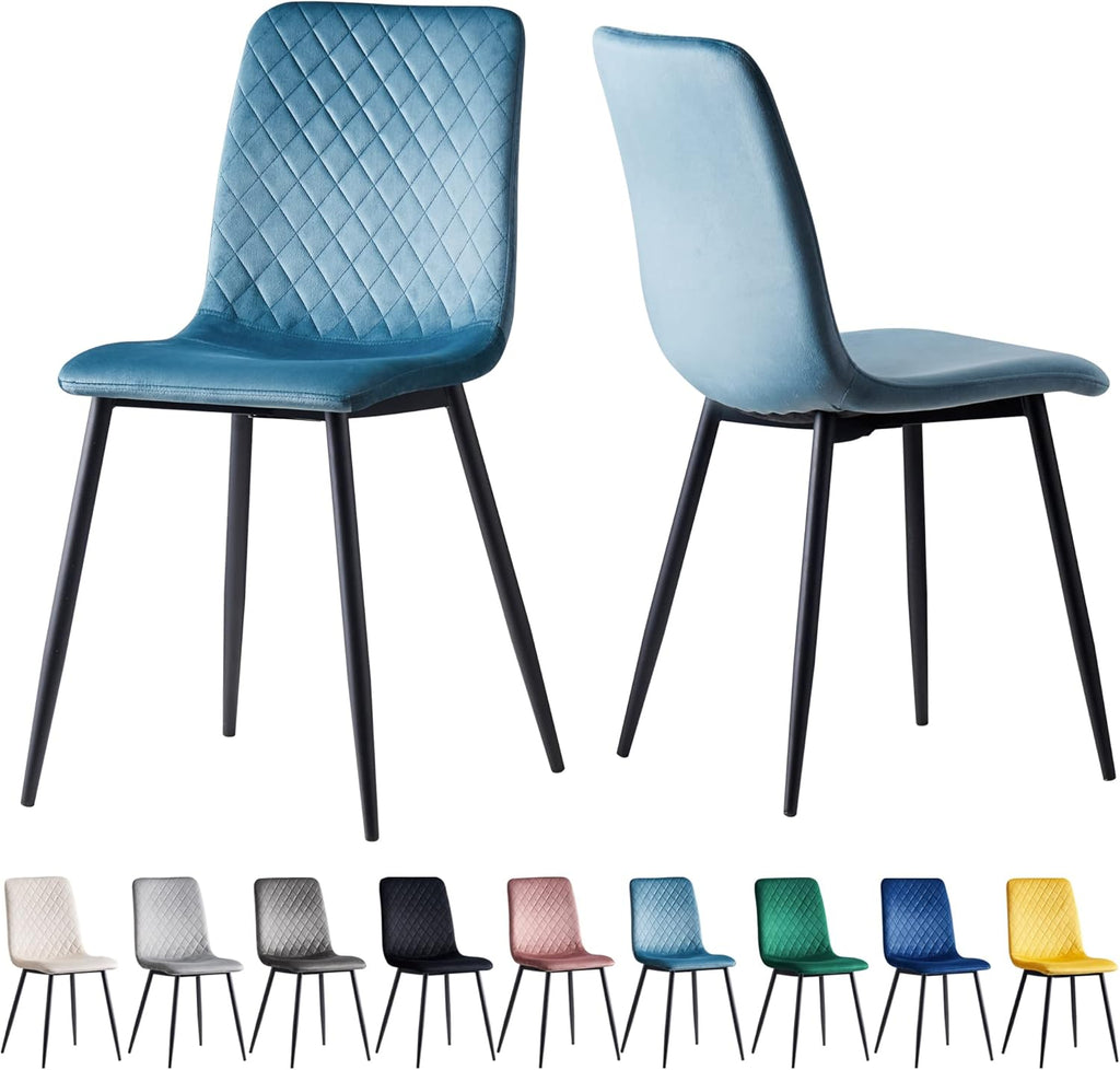 Dining Chair with 150kg, Metal, Velvet Chairs of Matt Black Metal - product gallery image 13