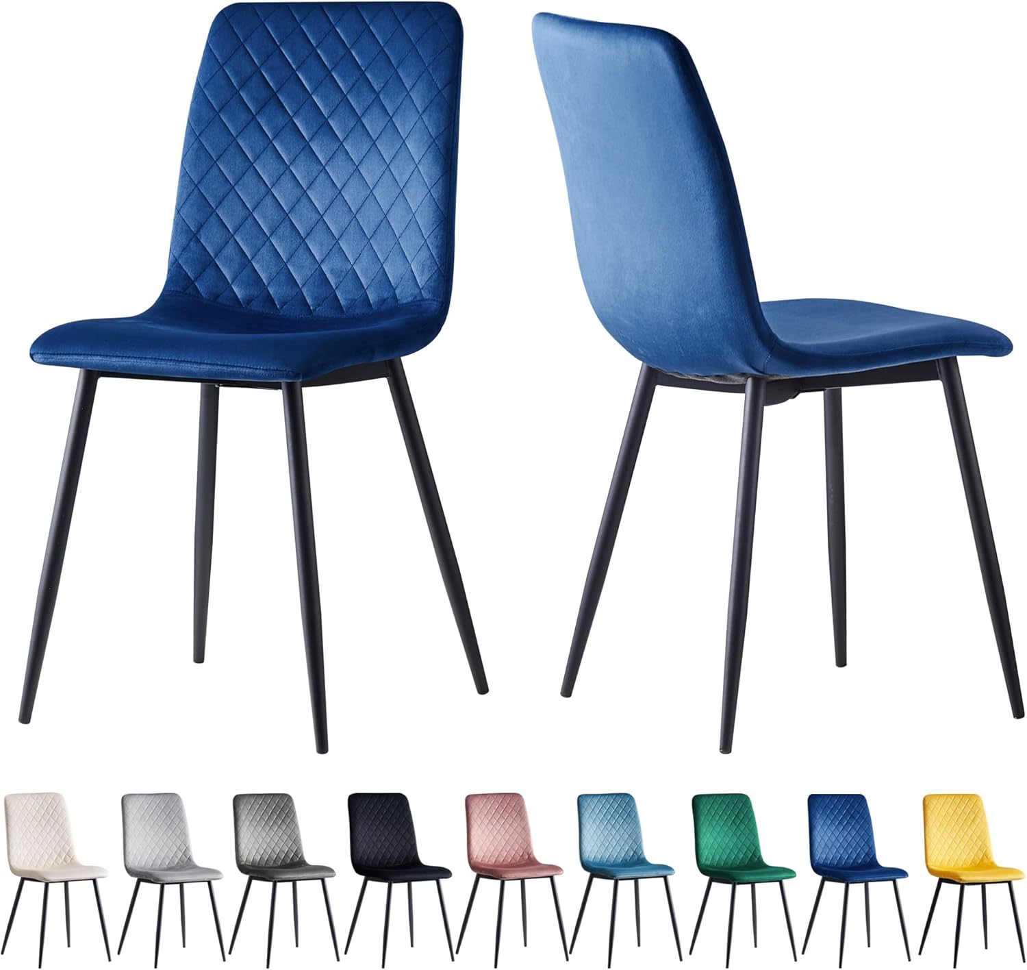 Dining Chair with 150kg, Metal, Velvet Chairs of Matt Black Metal - product gallery image 14