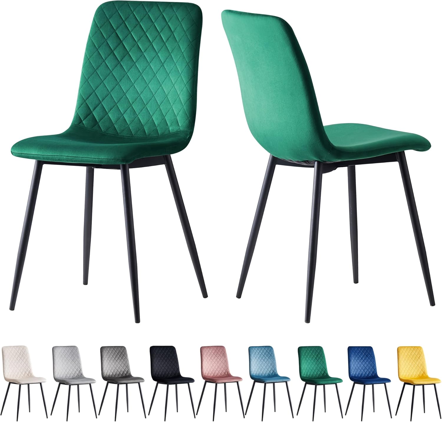 Dining Chair with 150kg, Metal, Velvet Chairs of Matt Black Metal - product gallery image 17