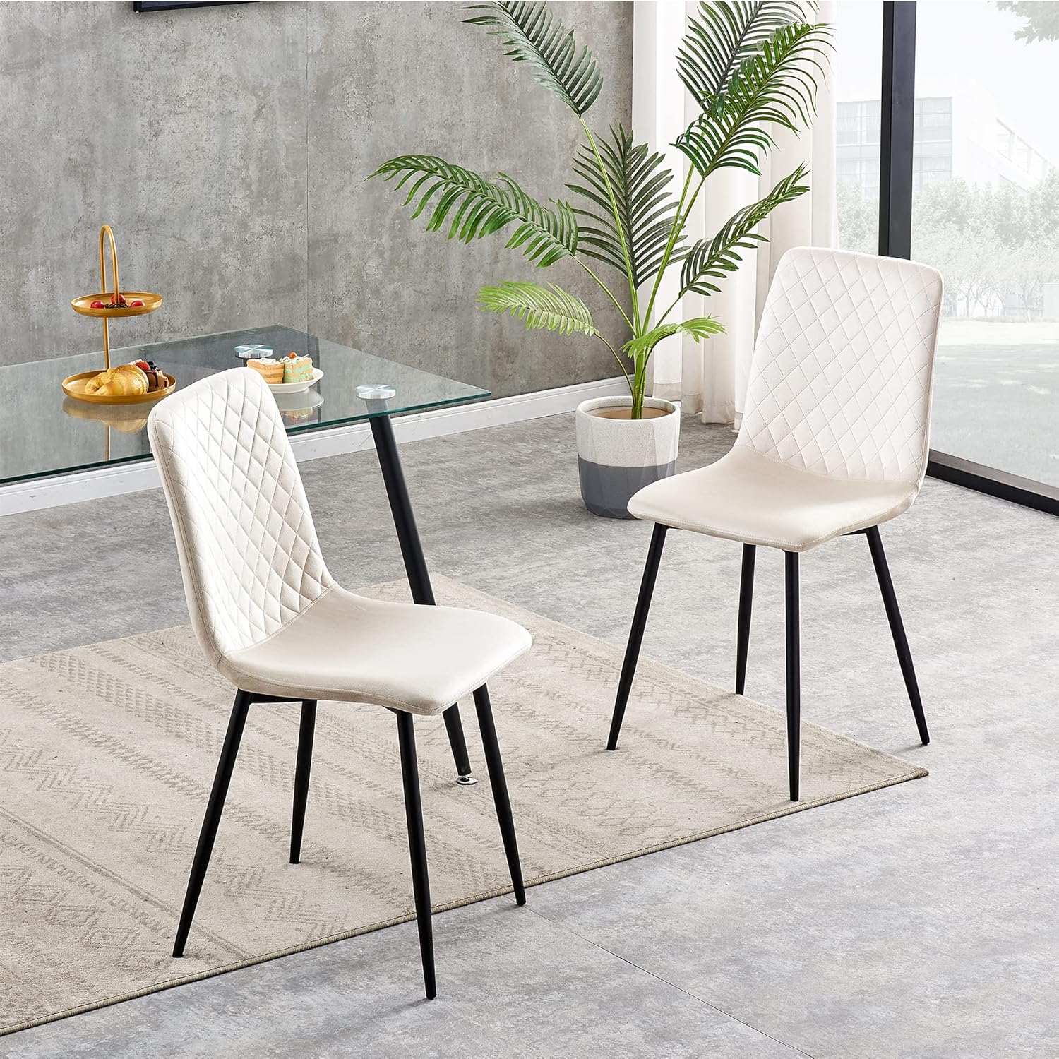 Dining Chair with 150kg, Metal, Velvet Chairs of Matt Black Metal - product gallery image 19