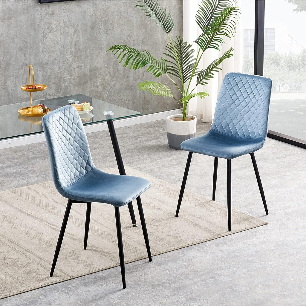Dining Chair with 150kg, Metal, Velvet Chairs of Matt Black Metal - product gallery image 2