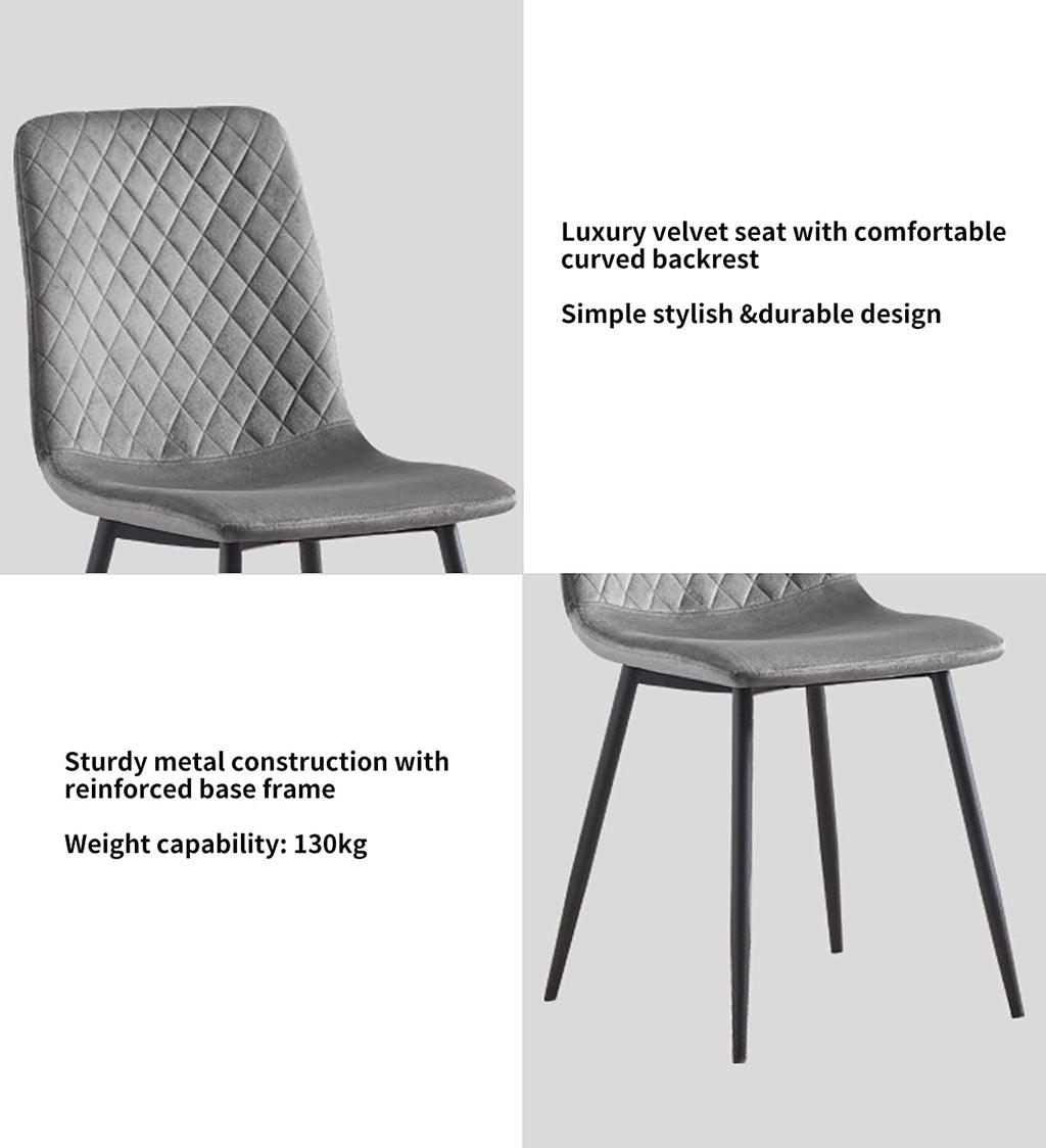 Dining Chair with 150kg, Metal, Velvet Chairs of Matt Black Metal - product gallery image 23