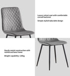 Dining Chair with 150kg, Metal, Velvet Chairs of Matt Black Metal - product gallery image 23