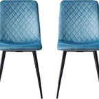 Dining Chair with 150kg, Metal, Velvet Chairs of Matt Black Metal - product gallery image 3