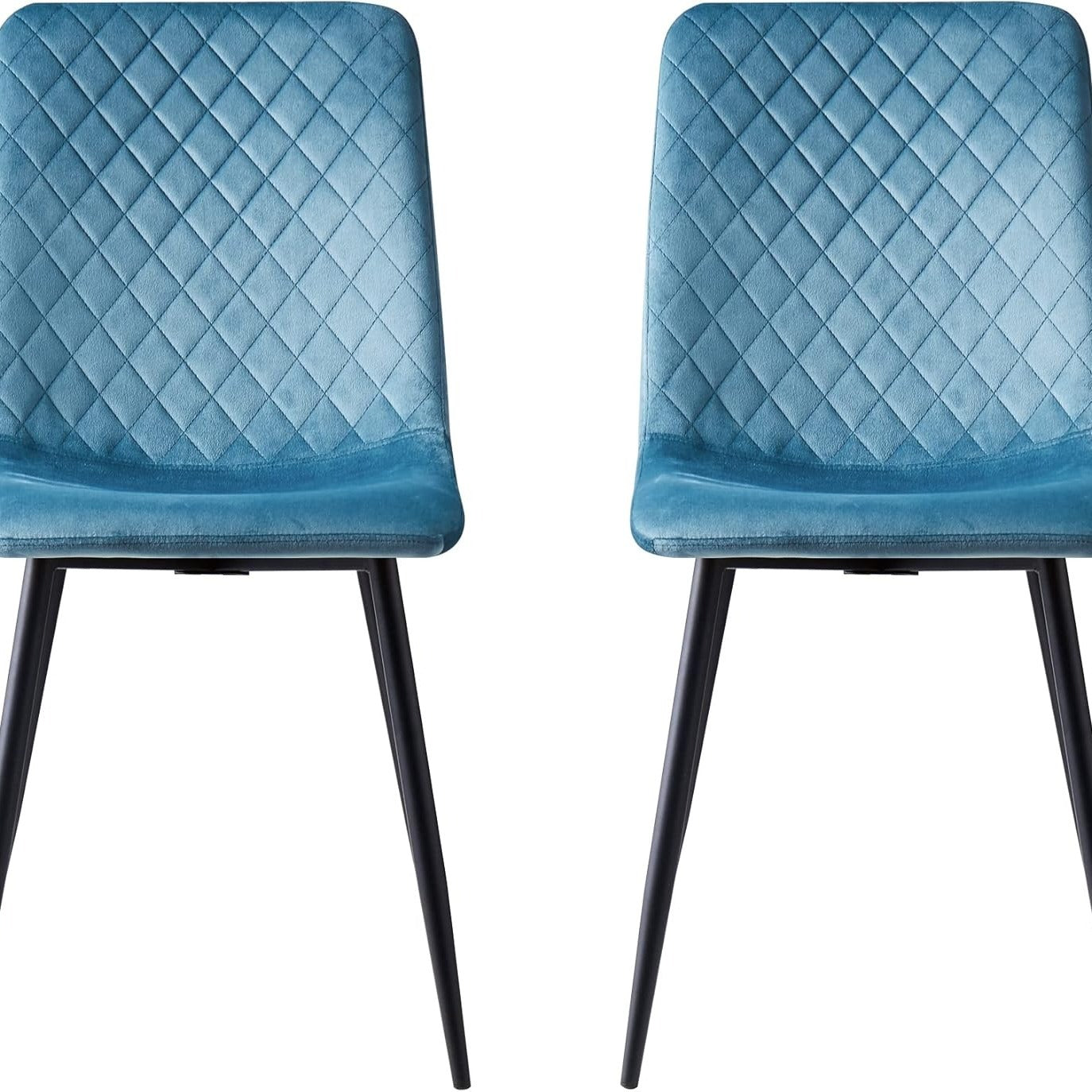 Dining Chair with 150kg, Metal, Velvet Chairs of Matt Black Metal - product gallery image 3