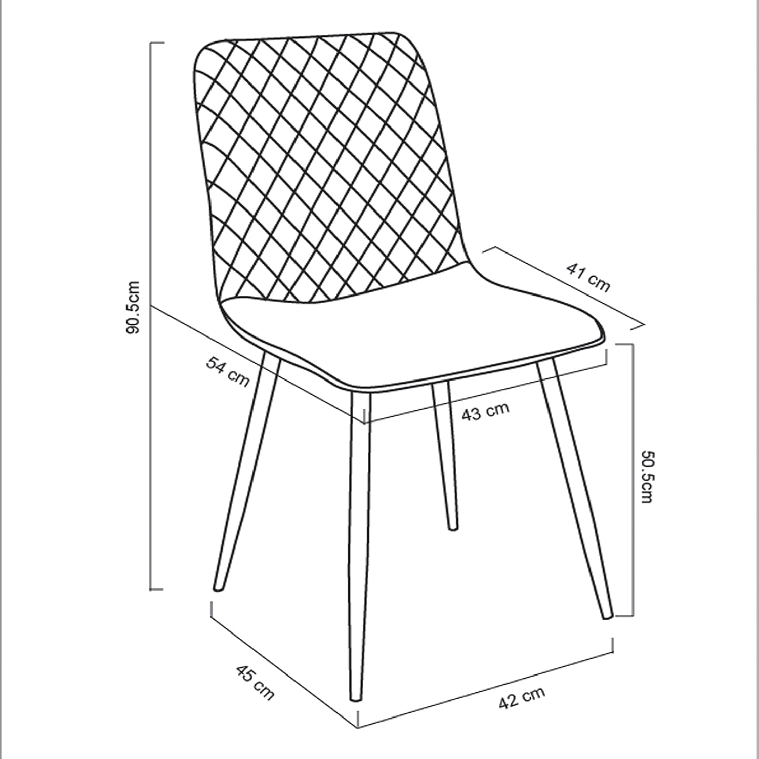 Dining Chair with 150kg, Metal, Velvet Chairs of Matt Black Metal - product gallery image 4